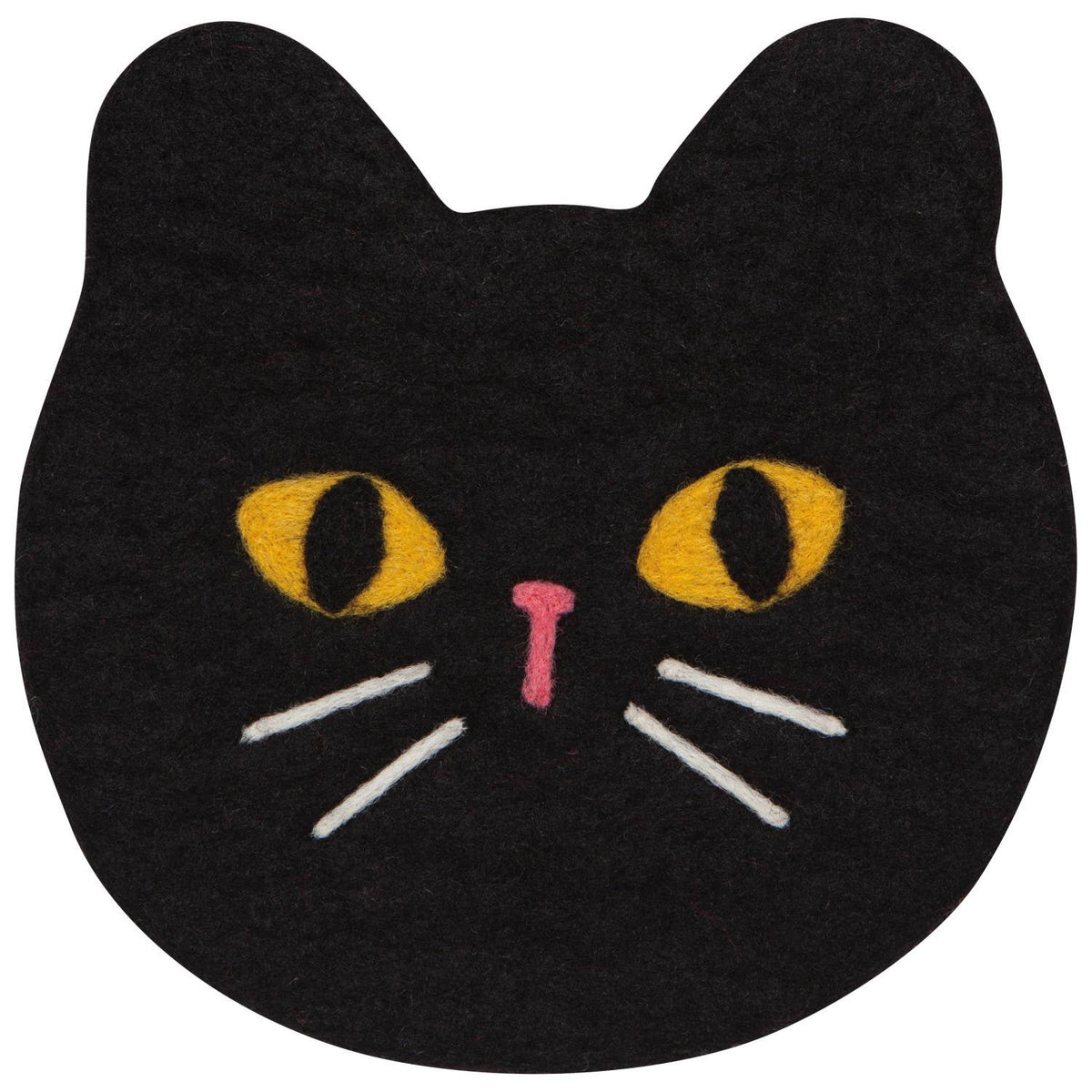 Danica Jubilee - Salvamanteles de lana fieltrada de gato negro