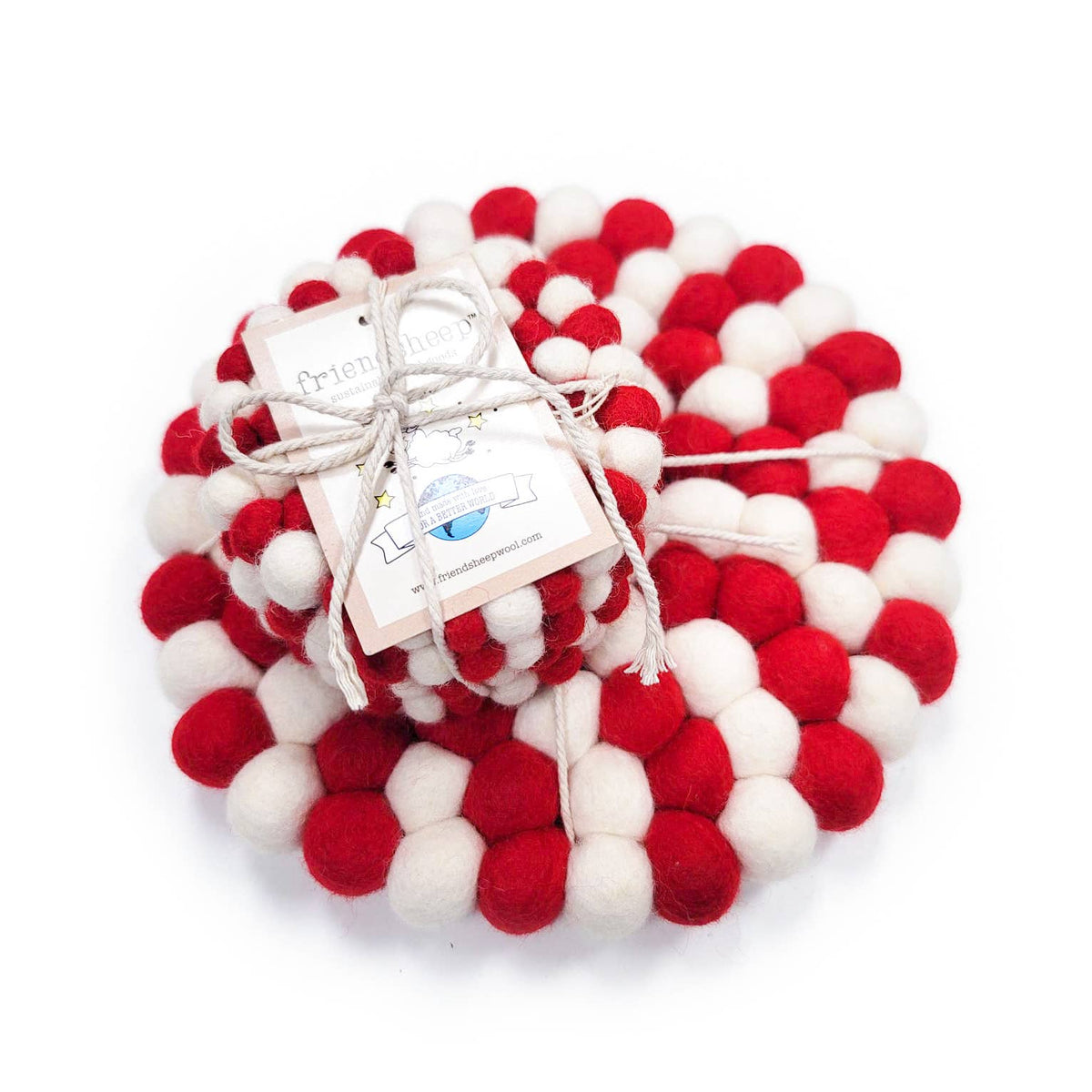 Friendsheep - Candy Cane Eco Coasters and Trivets