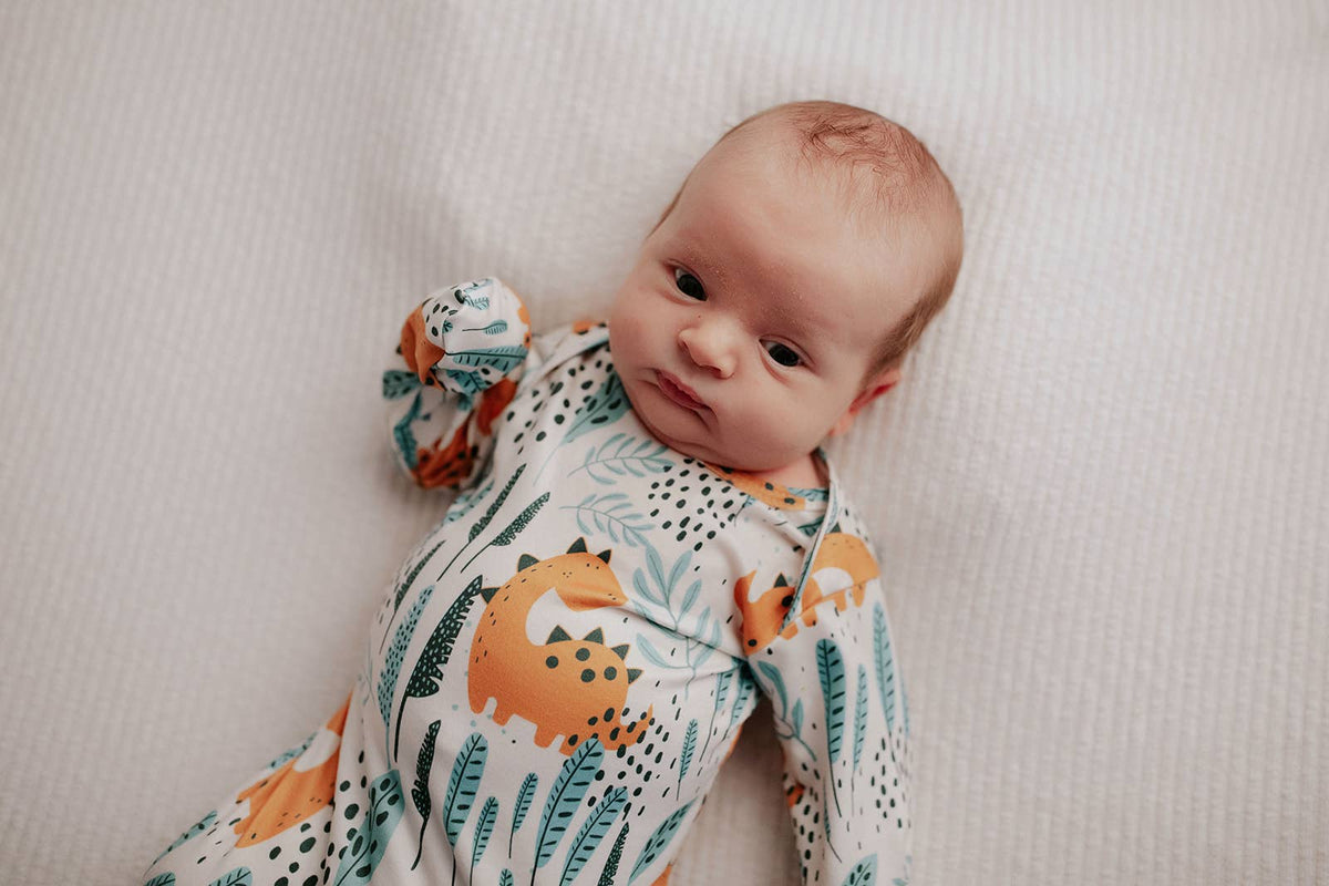 Three Little Tots - Dinosaur Animal Print Zoo Knotted Gown — alternate product image, view 16