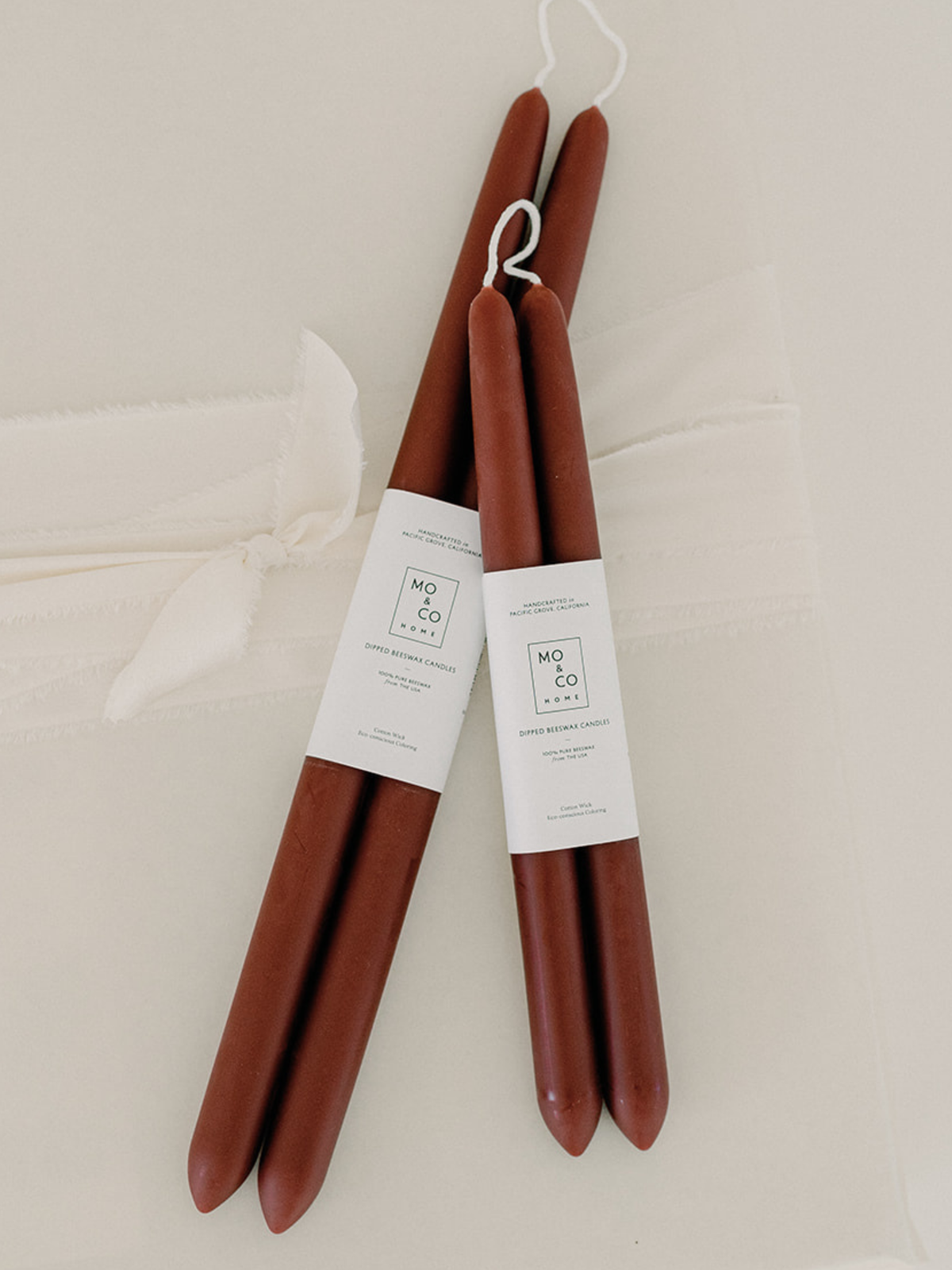 Mo&Co Home -  Burgundy | Dipped Beeswax Taper Candles | All Natural