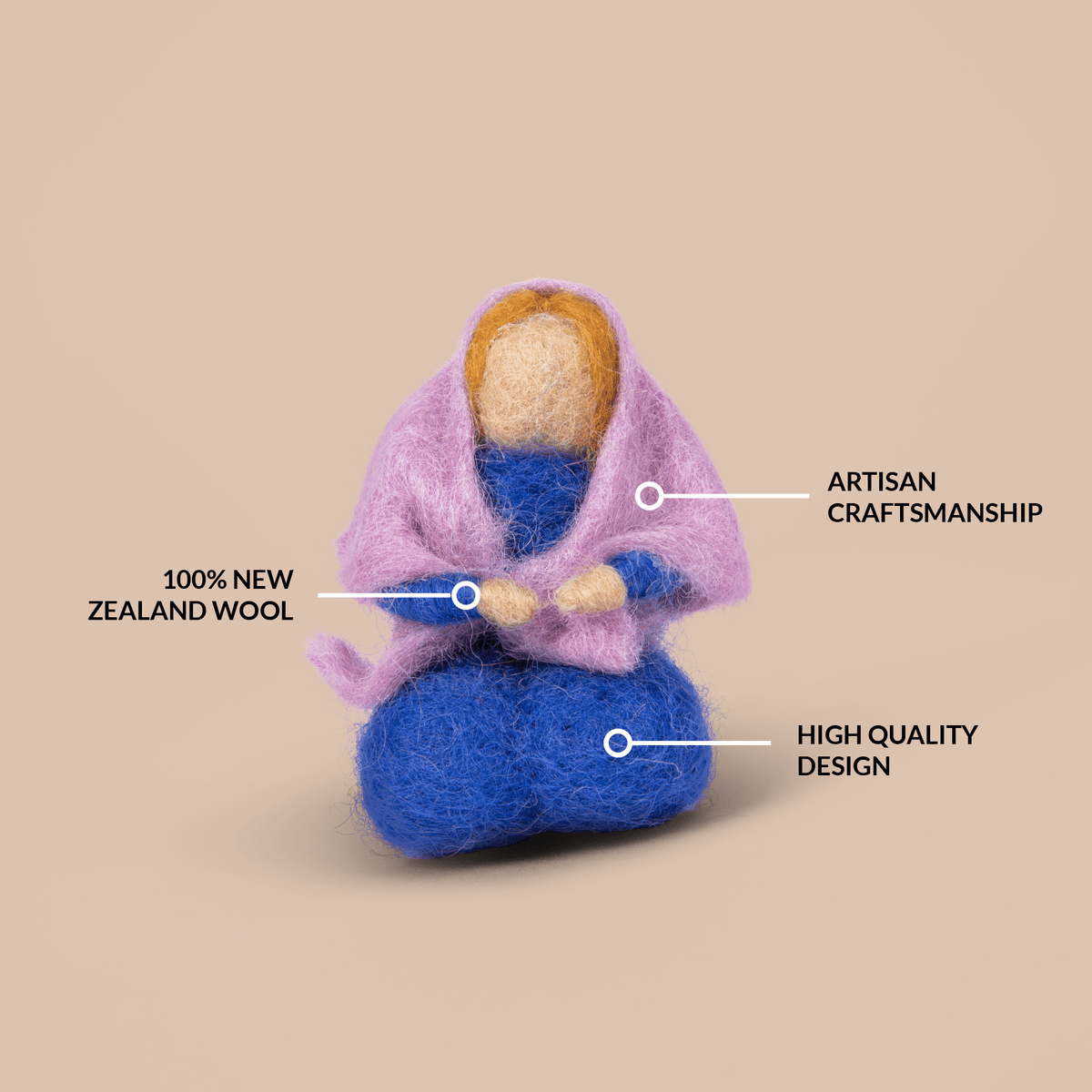 OmaOmaOma! Montessori-Inspired Wooden Learning Toys - Mini Holy Family Christmas Nativity Set (4-Piece Collection) — alternate product image, view 3