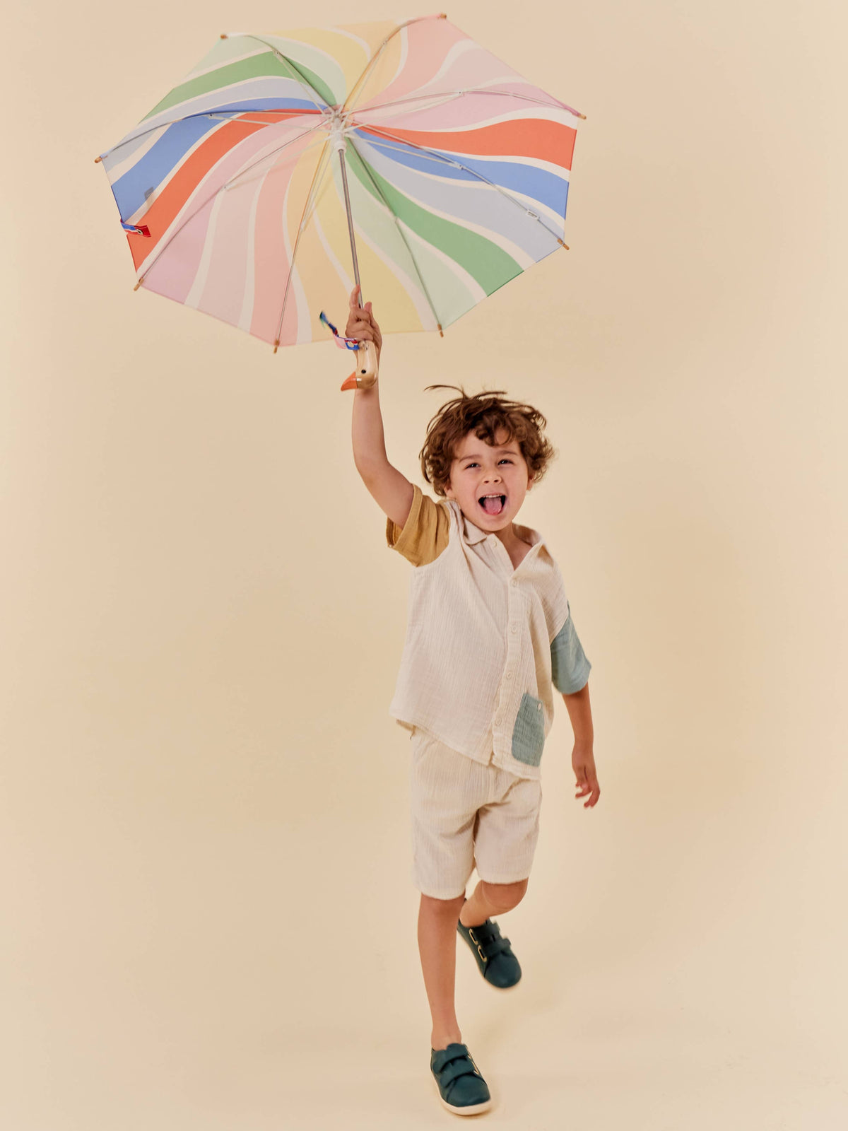 Original Duckhead USA - We ship from USA - Meri Rainbow Stripes Kids Eco-Friendly Duck Umbrella — alternate product image, view 2