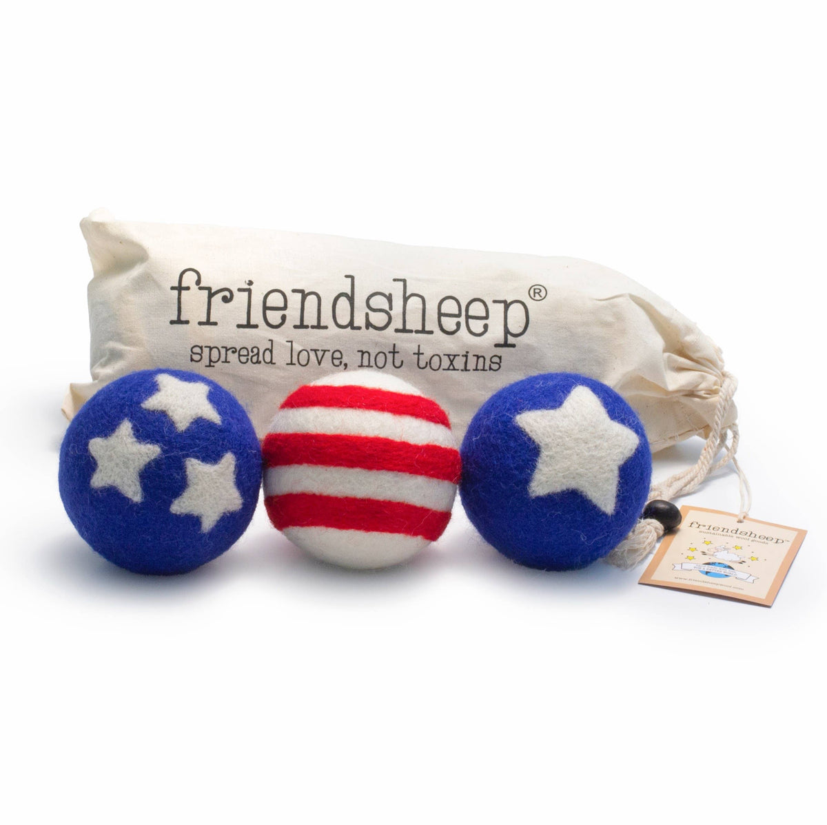 Friendsheep - Stars & Stripes Eco Wool Dryer Balls - America