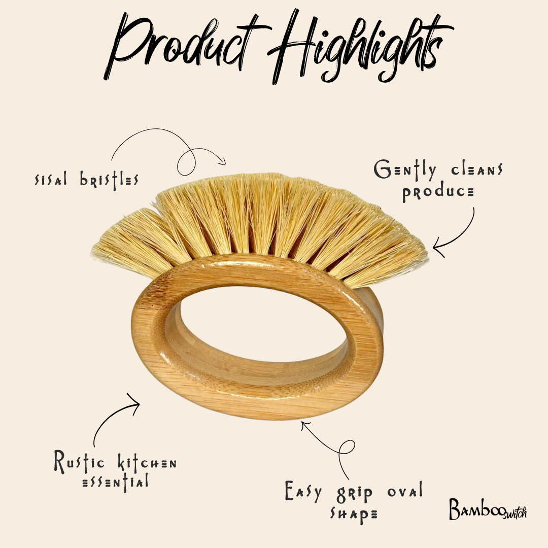 Bamboo Switch - Bamboo Oval Vegetable Cleaning Brush, Kitchen Bestseller — alternate product image, view 2
