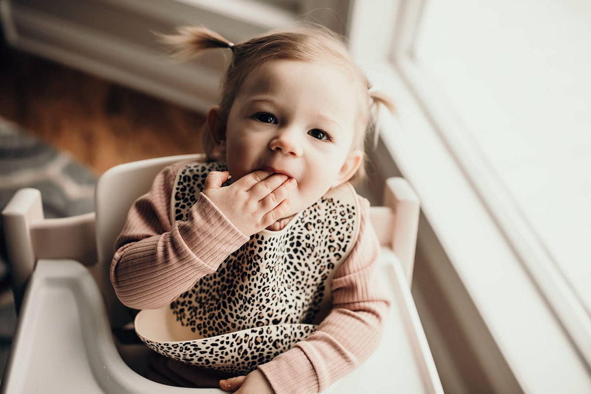 Three Little Tots - Leopard Print Silicone Bib with Crumb Catcher — alternate product image, view 12