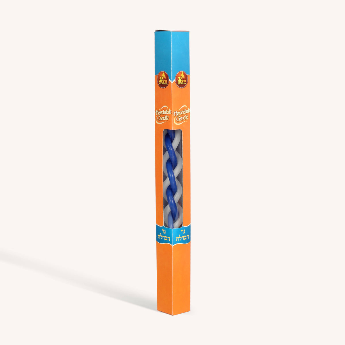 Ner Mitzvah - Braided Havdalah Candle - Round - Blue & White — alternate product image, view 2