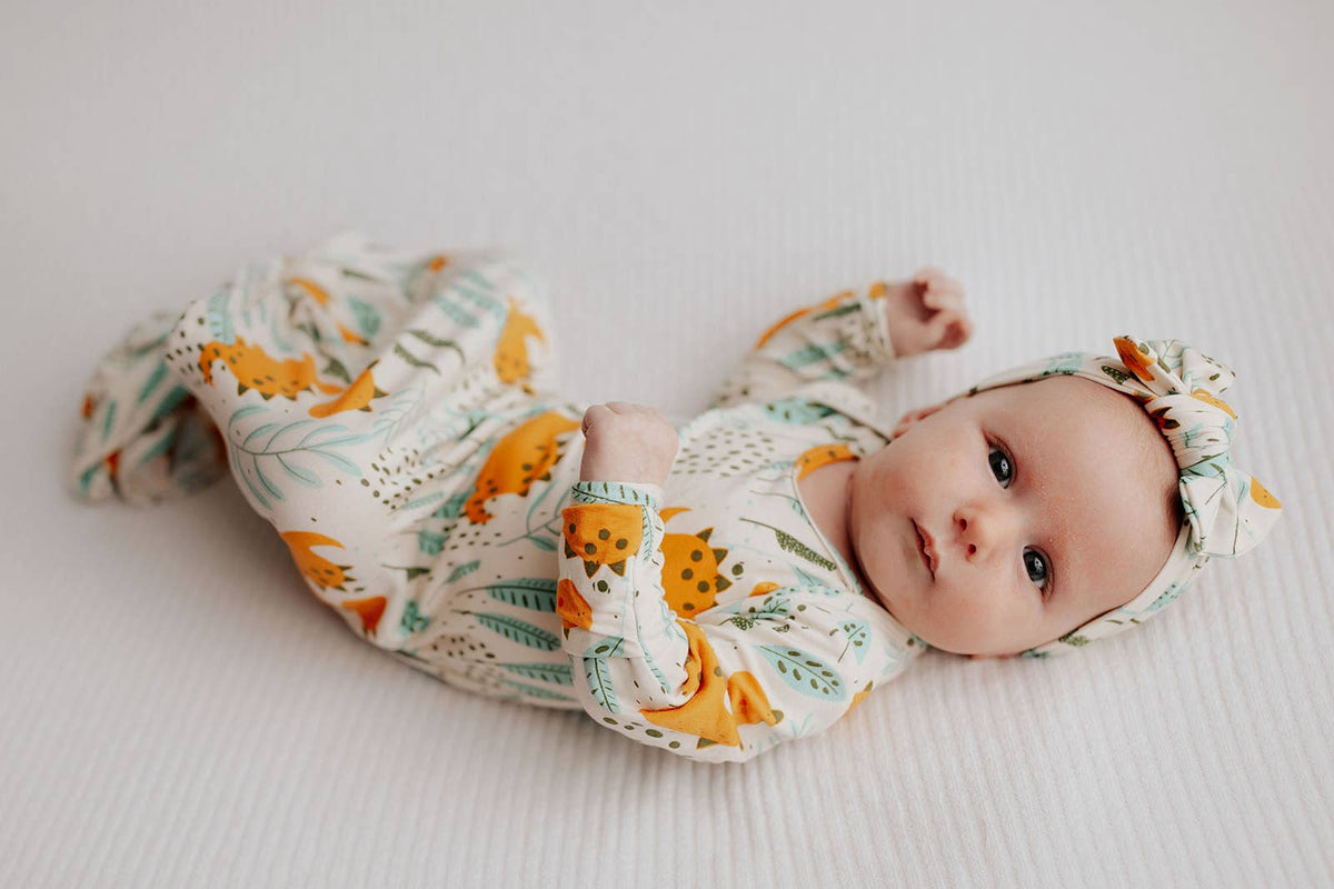 Three Little Tots - Dinosaur Animal Print Zoo Knotted Gown — alternate product image, view 25