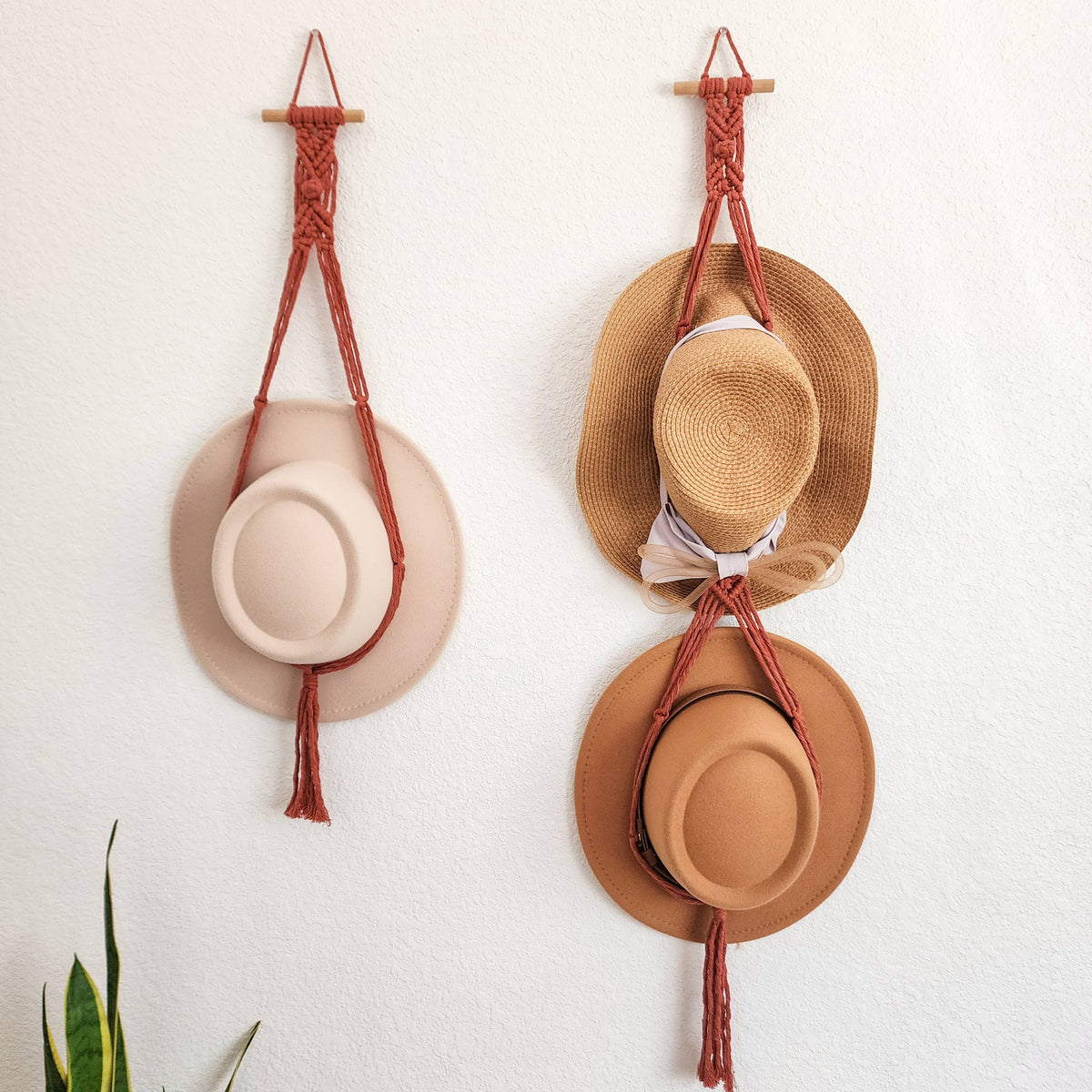 Handmade By Uruba - Macrame Hat Hanger, Wall Mounted Hat Display and Organizer — alternate product image, view 16