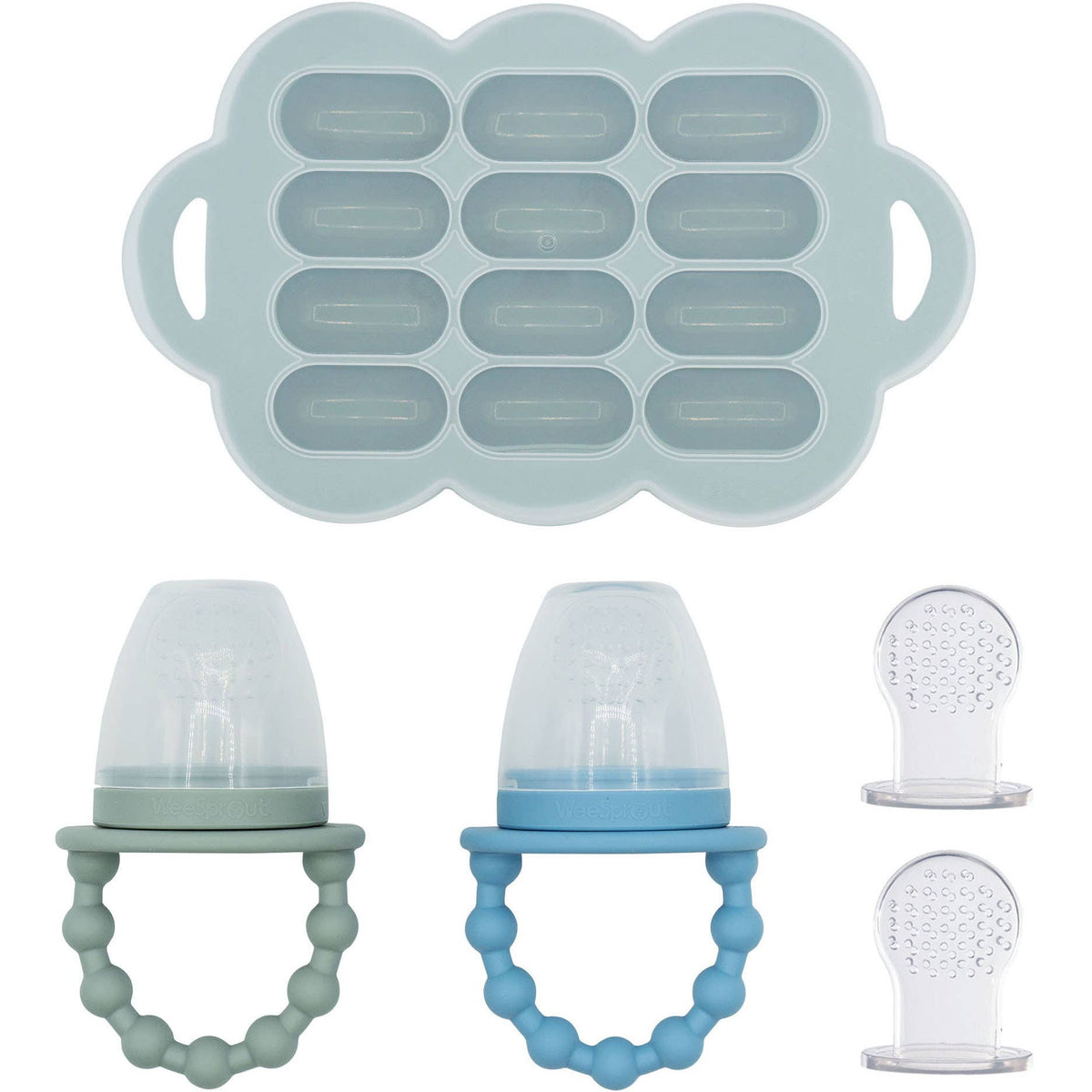 WeeSprout - Silicone Baby Food Feeder Set with Freezer Tray – 2 Pack