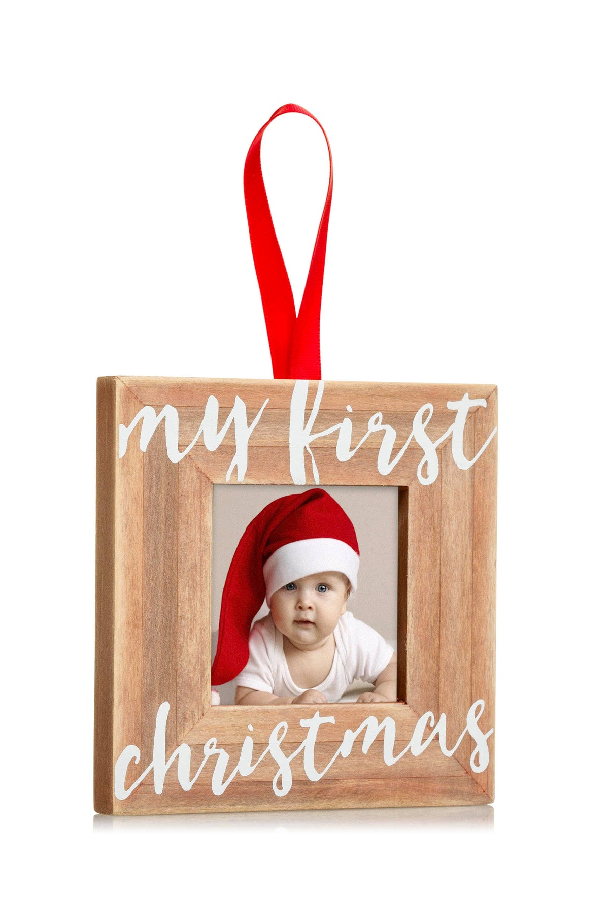 Adorno de marco de fotos de madera «Mi primera Navidad»