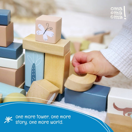 OmaOmaOma! Montessori-Inspired Wooden Learning Toys - Wooden Safari Building Blocks - 70pc Wooden Block Set 2+ — alternate product image, view 4