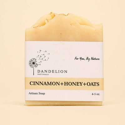 Dandelion Naturals - Jabón en barra de avena, miel y canela | Jabón artesanal totalmente natural
