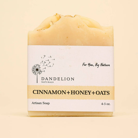 Dandelion Naturals - Jabón en barra de avena, miel y canela | Jabón artesanal totalmente natural