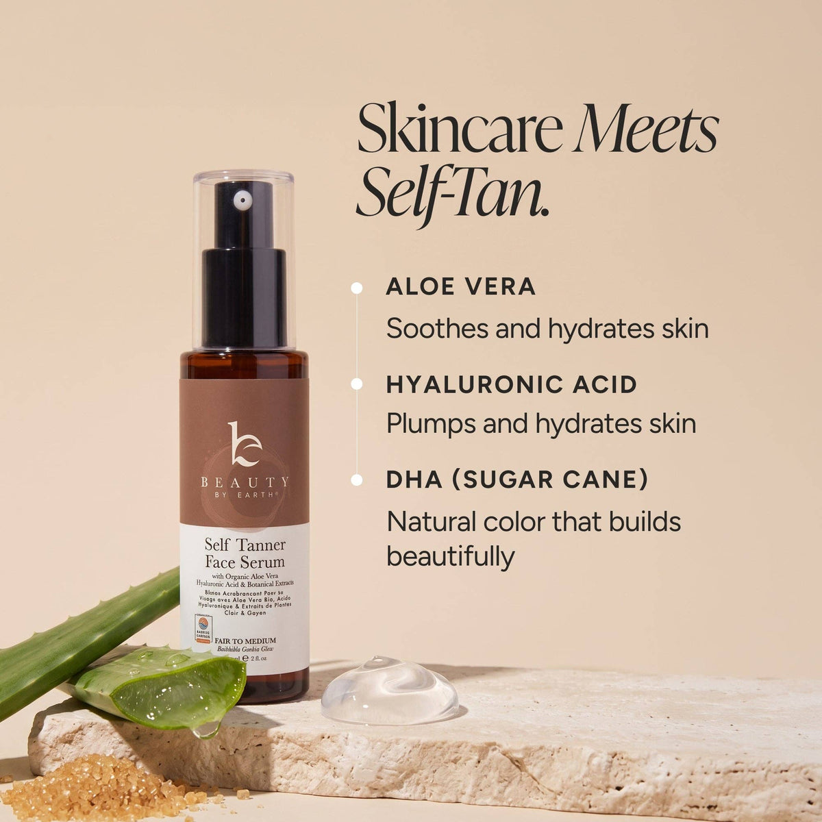 Beauty By Earth - Self Tanner Hyaluronic Acid Face Serum 2oz, (2 Shades) — alternate product image, view 5