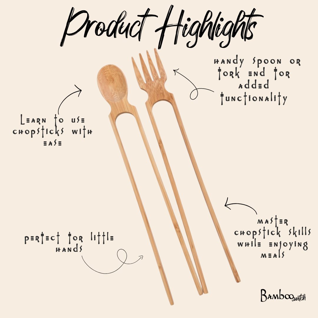 Bamboo Switch - Bamboo Chopstick Trainer with Spoon and Fork — alternate product image, view 3