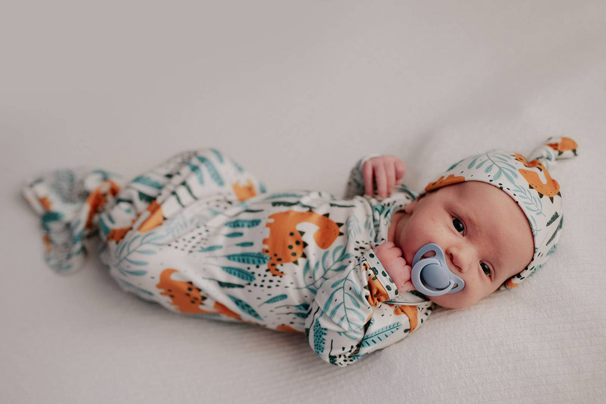 Three Little Tots - Dinosaur Animal Print Zoo Knotted Gown — alternate product image, view 14