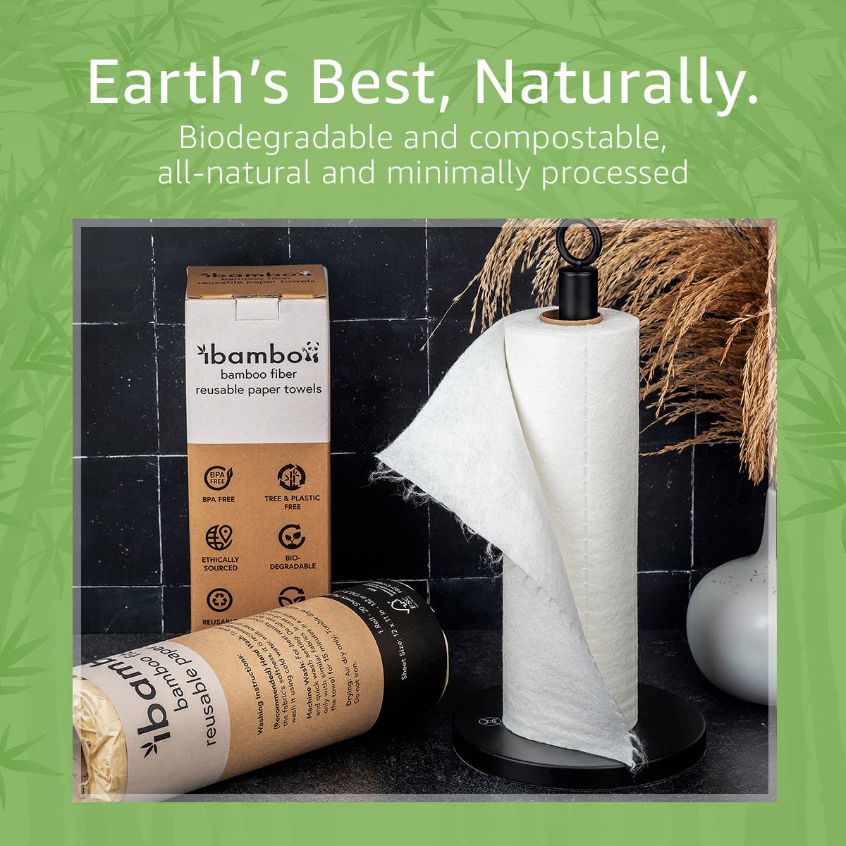 Ibambo Reusable Bamboo Paper Towels - 2 Rolls - 40 Sheets