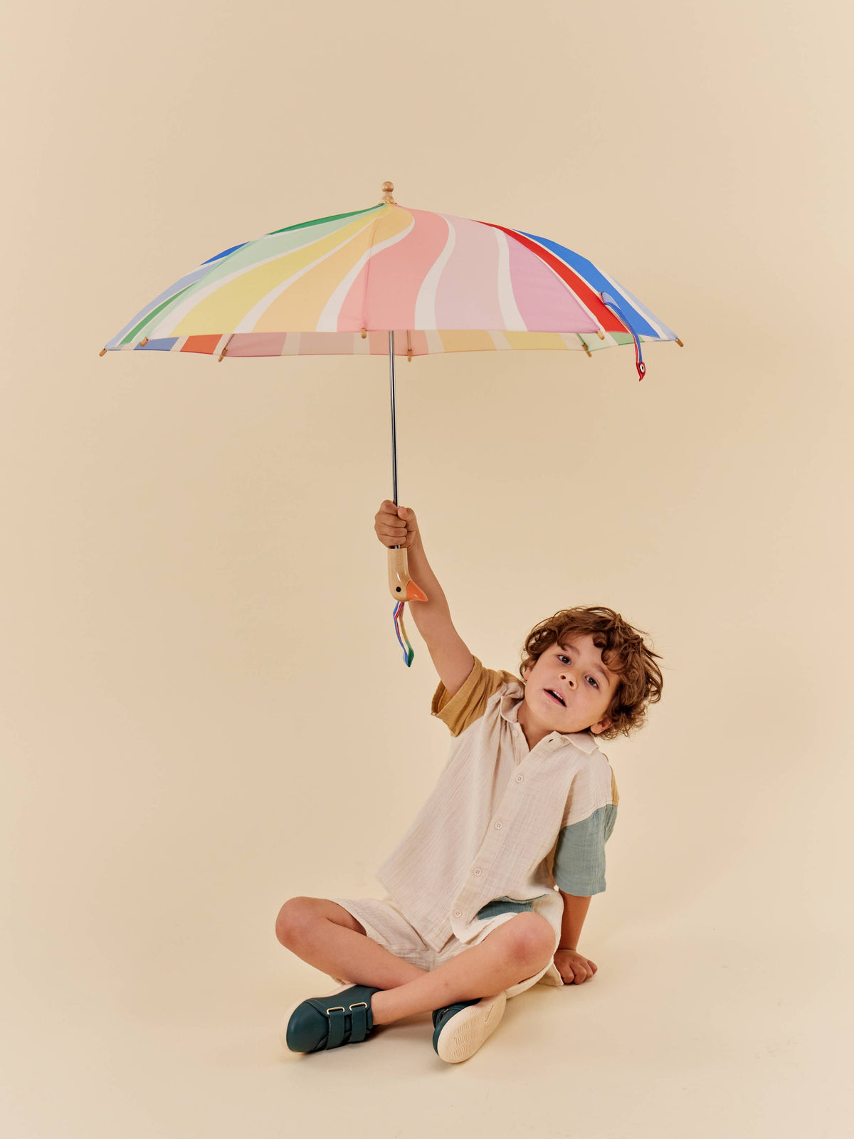 Original Duckhead USA - We ship from USA - Meri Rainbow Stripes Kids Eco-Friendly Duck Umbrella