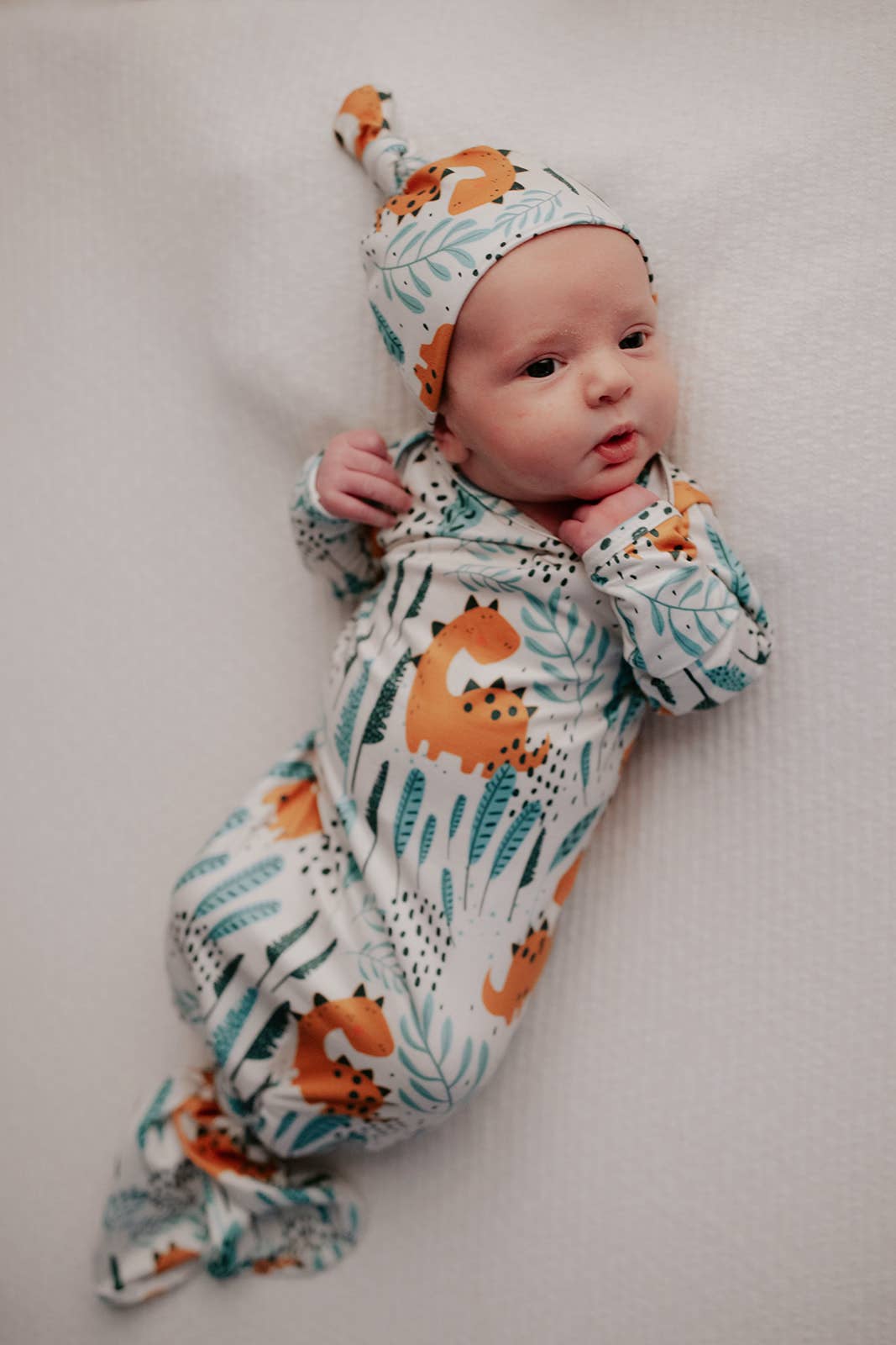 Three Little Tots - Dinosaur Animal Print Zoo Knotted Gown — alternate product image, view 5