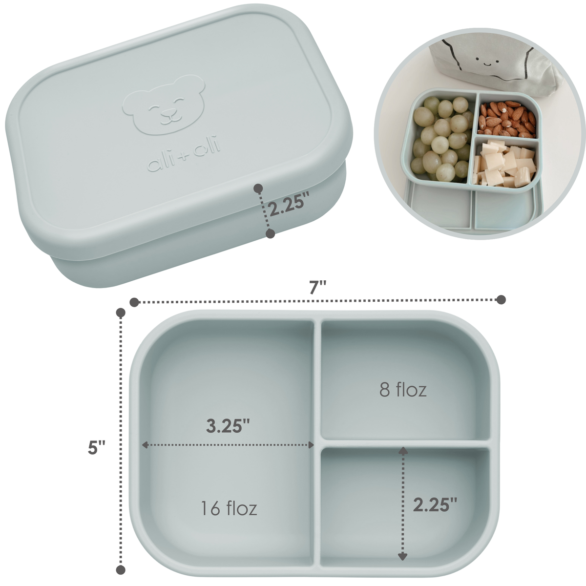 Ali+Oli - Ali+Oli Leakproof Silicone Bento Box (Blue) Back to School
