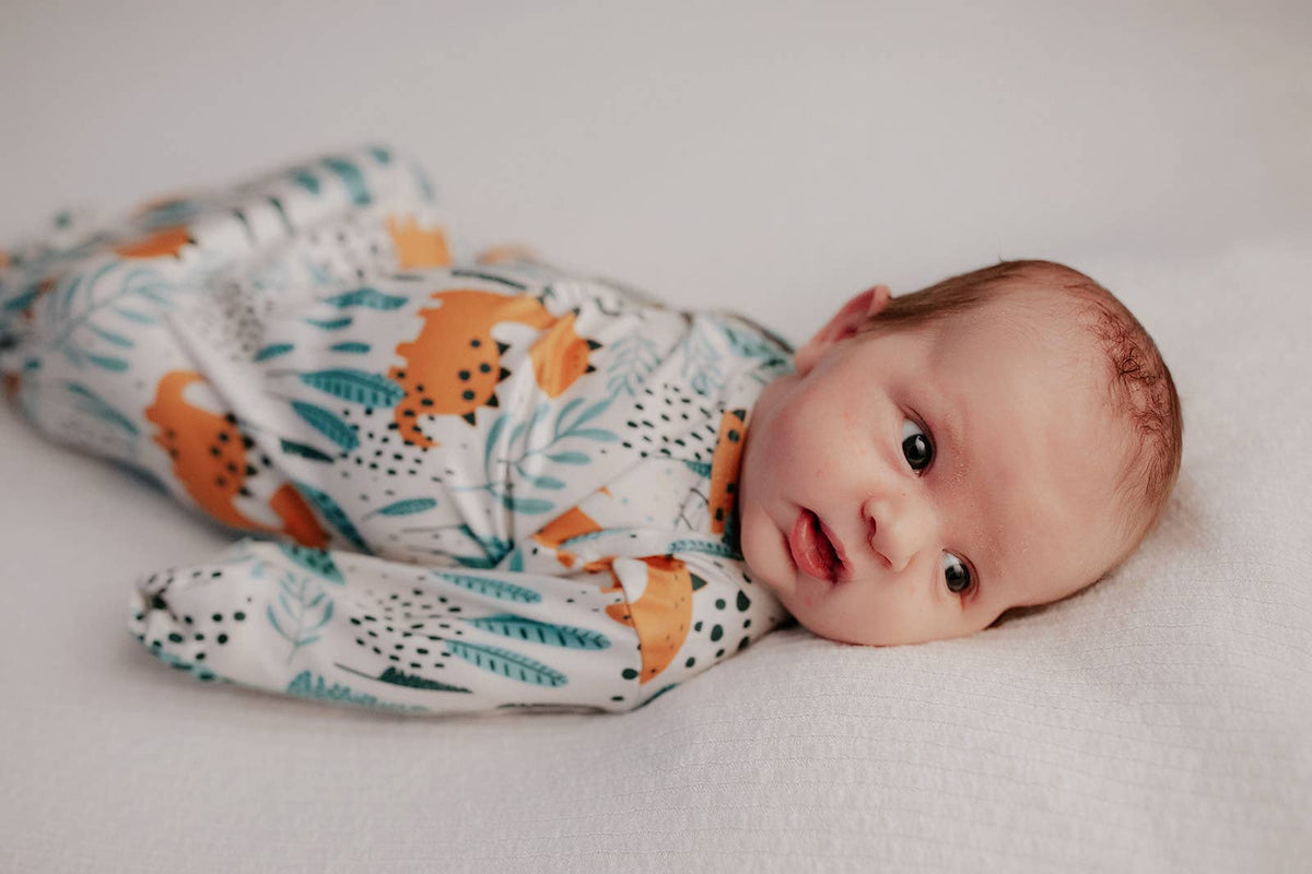 Three Little Tots - Dinosaur Animal Print Zoo Knotted Gown — alternate product image, view 11