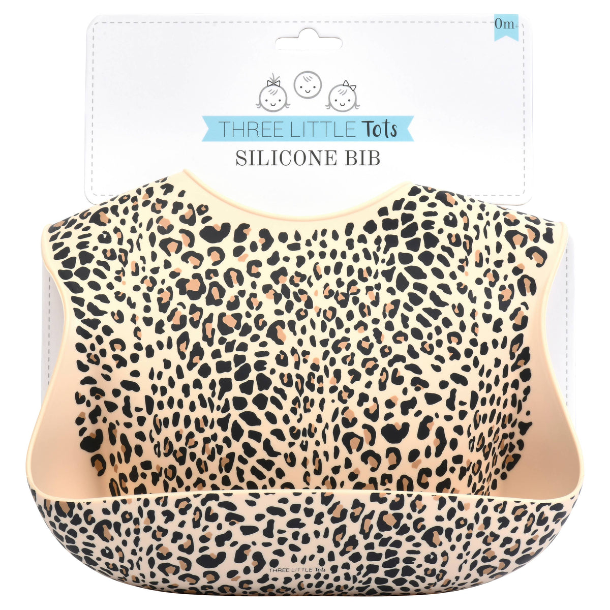 Three Little Tots - Leopard Print Silicone Bib with Crumb Catcher — alternate product image, view 4