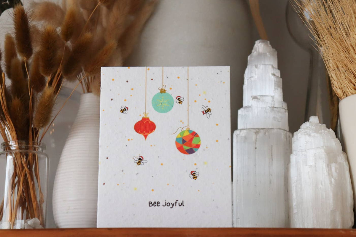 The Raven’s Edge Studio - Plantable Christmas Card: Eco Holiday Card, Bee Joyful