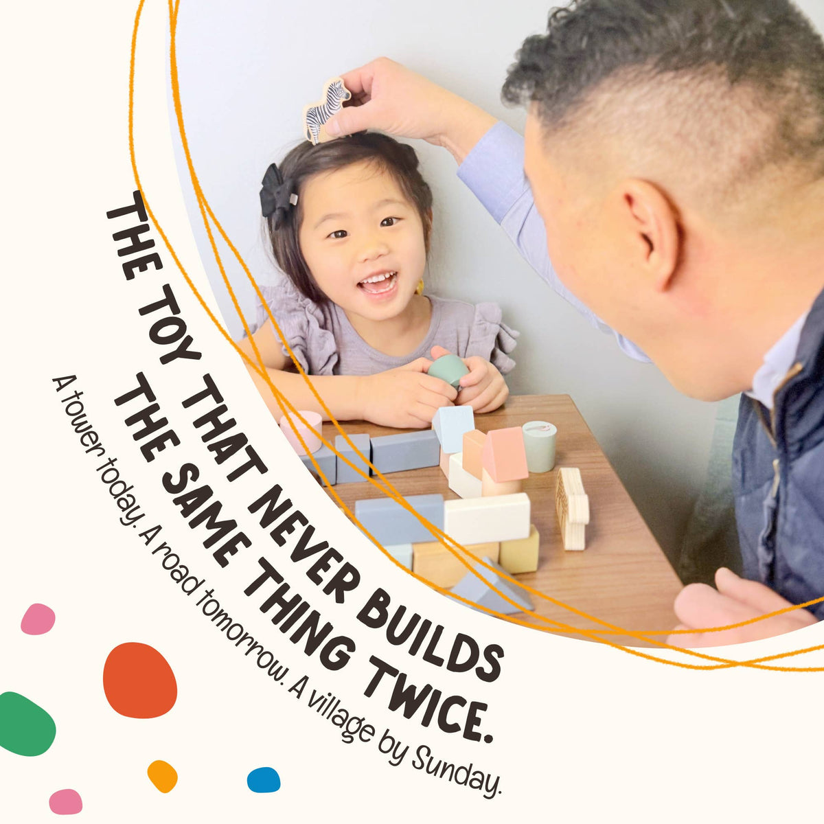 OmaOmaOma! Montessori-Inspired Wooden Learning Toys - Wooden Safari Building Blocks - 70pc Wooden Block Set 2+