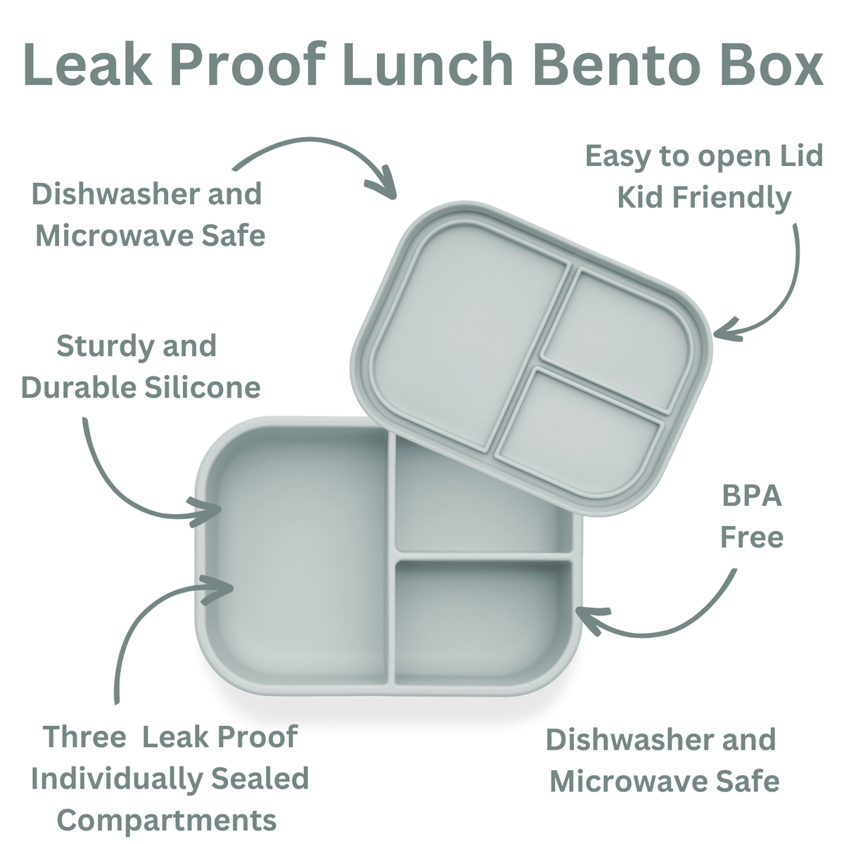 Ali+Oli - Ali+Oli Leakproof Silicone Bento Box (Blue) Back to School