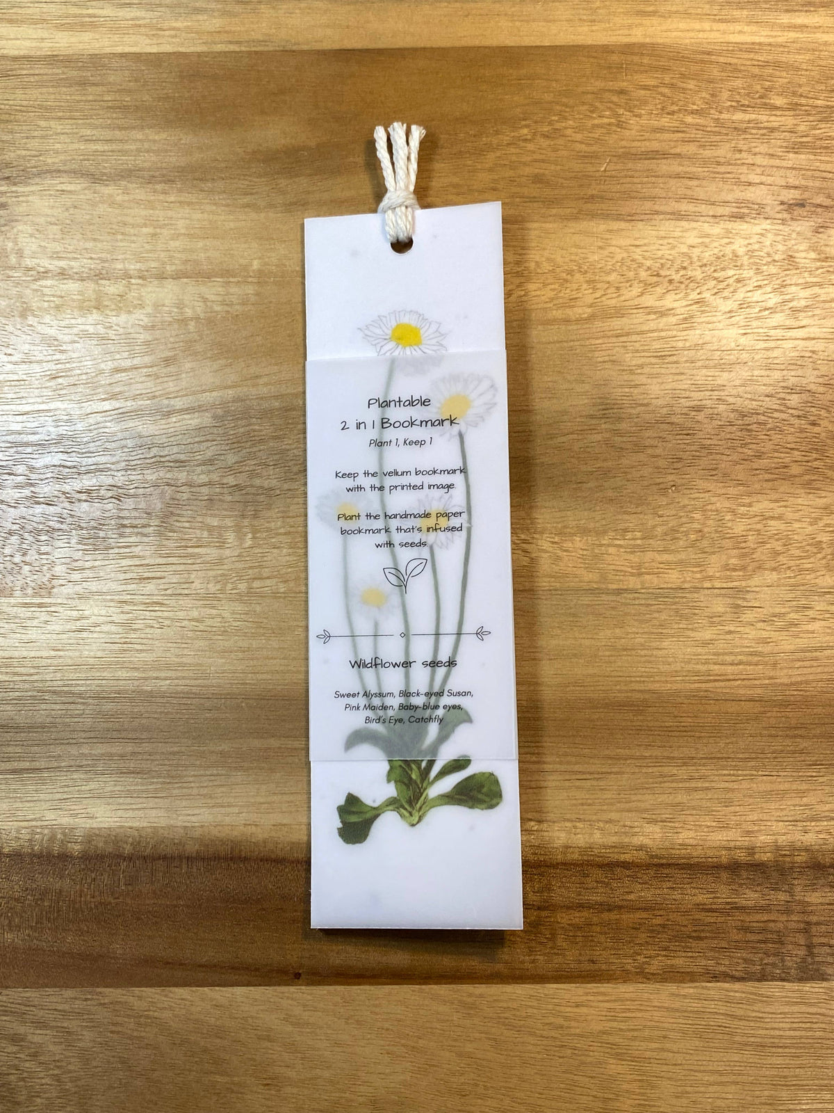 The Raven’s Edge Studio - Plantable Bookmark: 2 in 1 Eco Bookmark, English Daisies