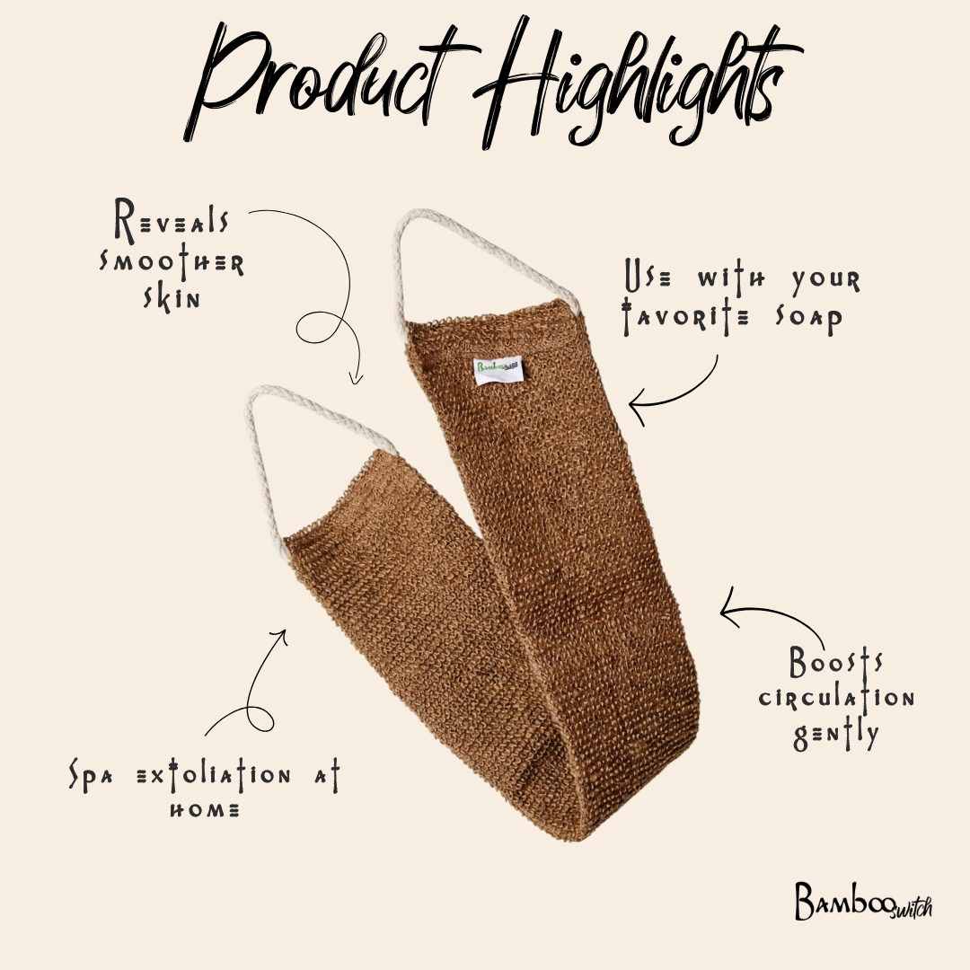 Bamboo Switch - Sisal Linen Back Exfoliating Strap, Wellness Bestseller — alternate product image, view 2