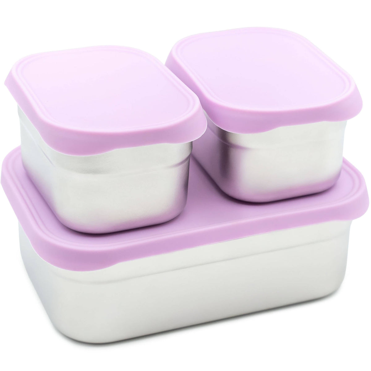 WeeSprout – Stainless Steel Bento Box Set with Silicone, set contents arranged together; another angle of the pictured item
