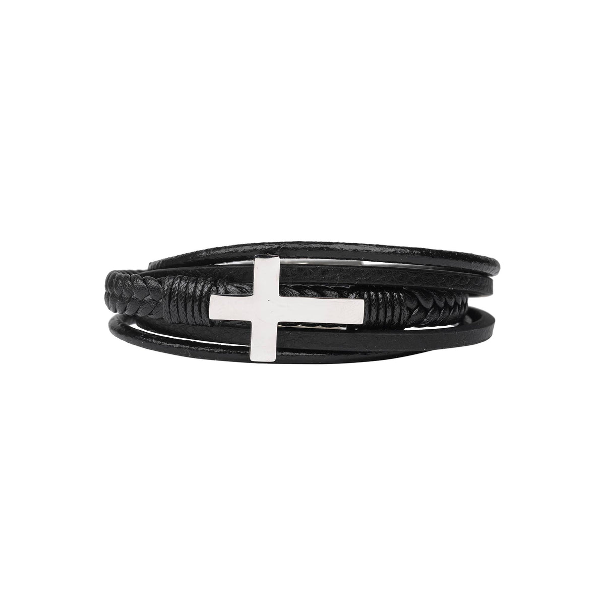 Mad Man - Stanford Collection Cross | Men's Leather Steel Bracelet