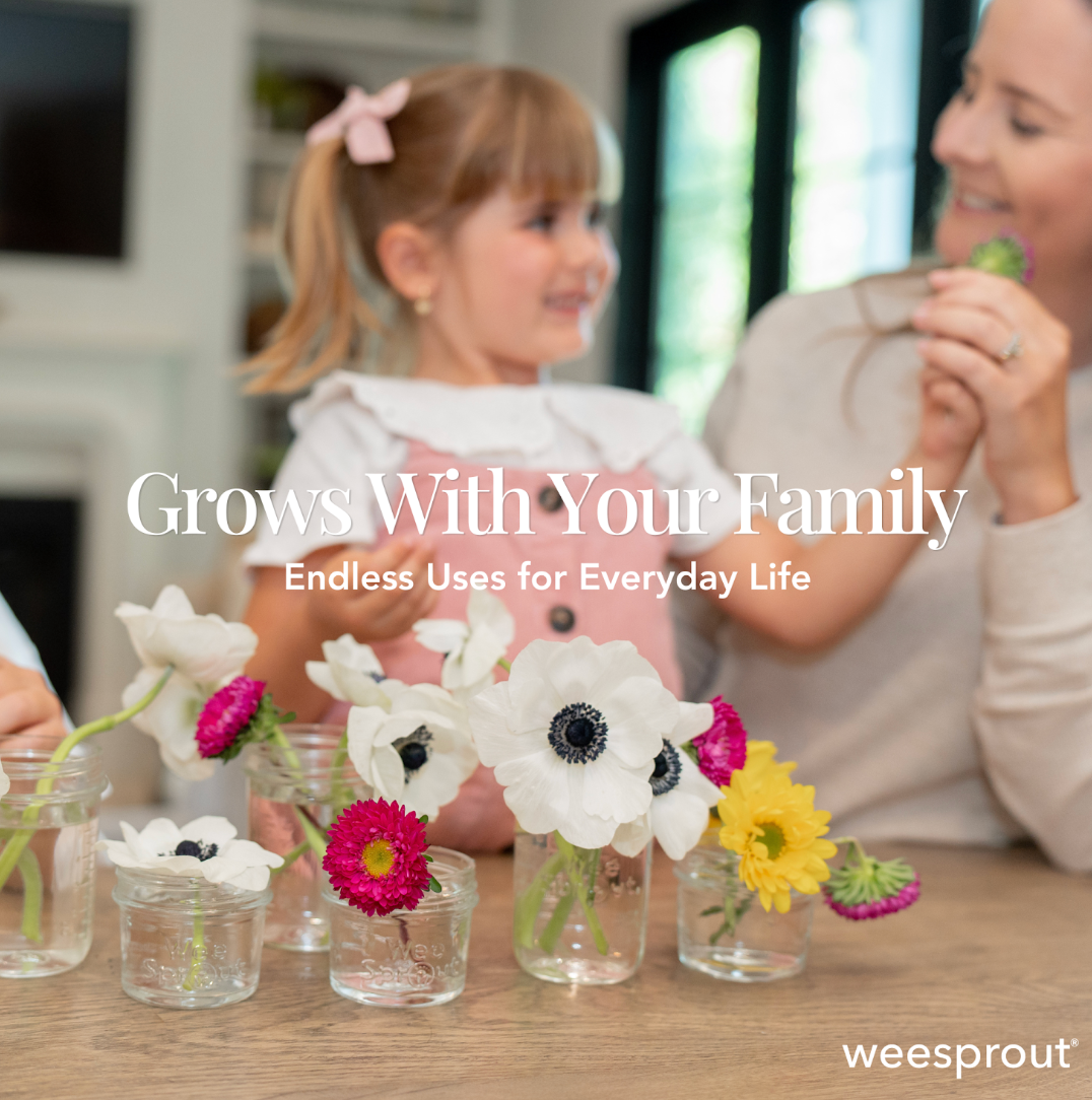WeeSprout - Frascos de vidrio para almacenamiento de comida para bebés con tapas de plástico – Juego de 6