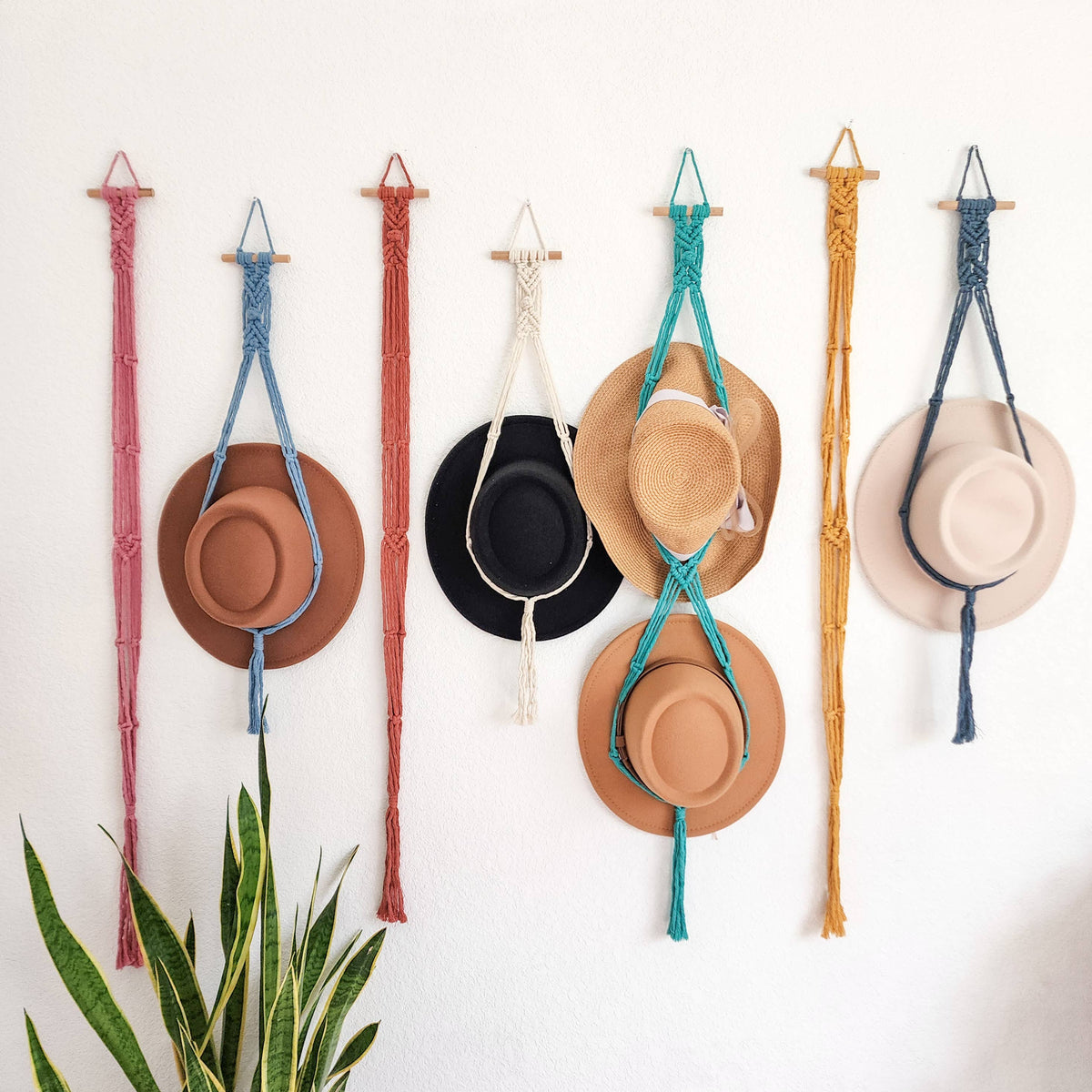 Handmade By Uruba - Macrame Hat Hanger, Wall Mounted Hat Display and Organizer — alternate product image, view 2