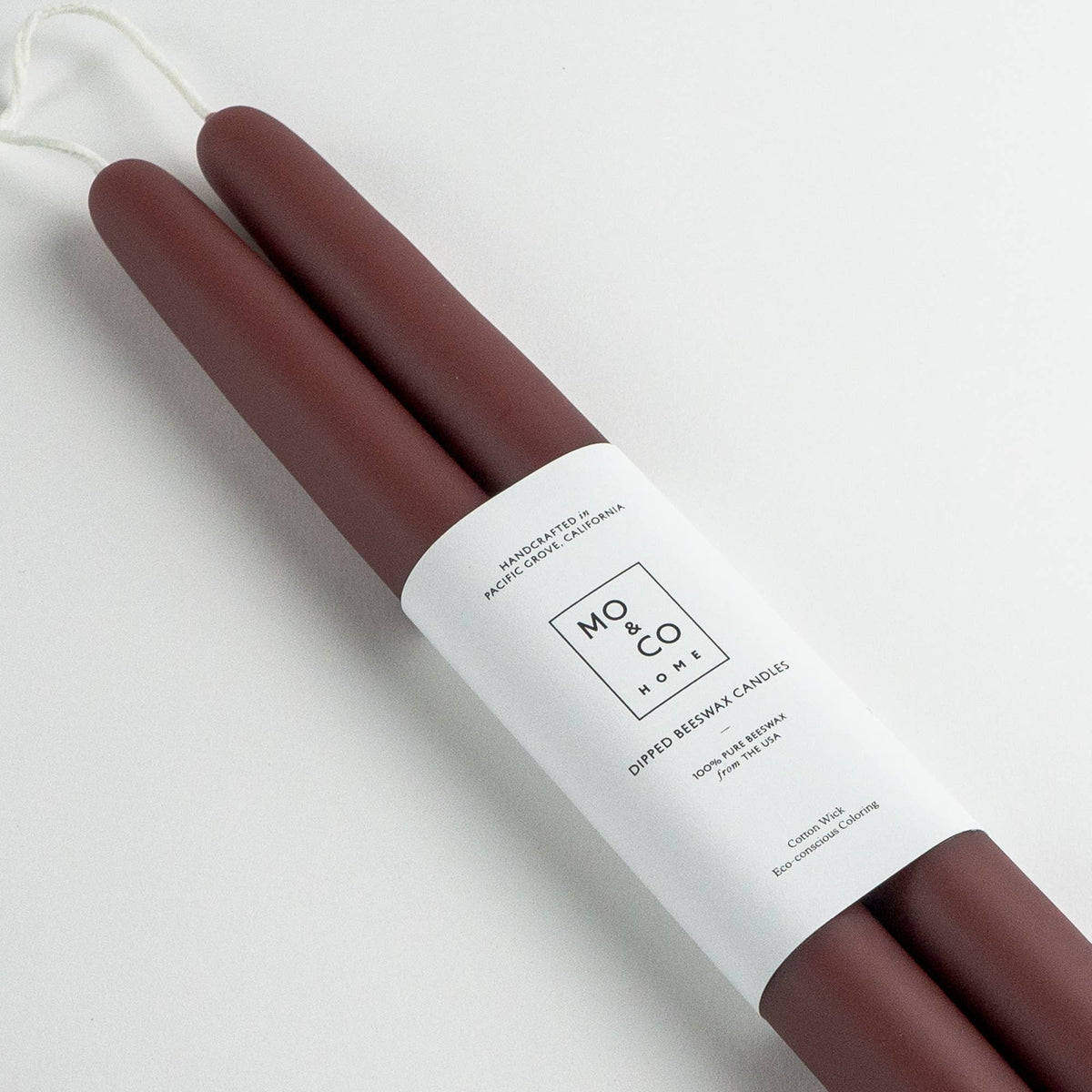 Mo&Co Home -  Burgundy | Dipped Beeswax Taper Candles | All Natural