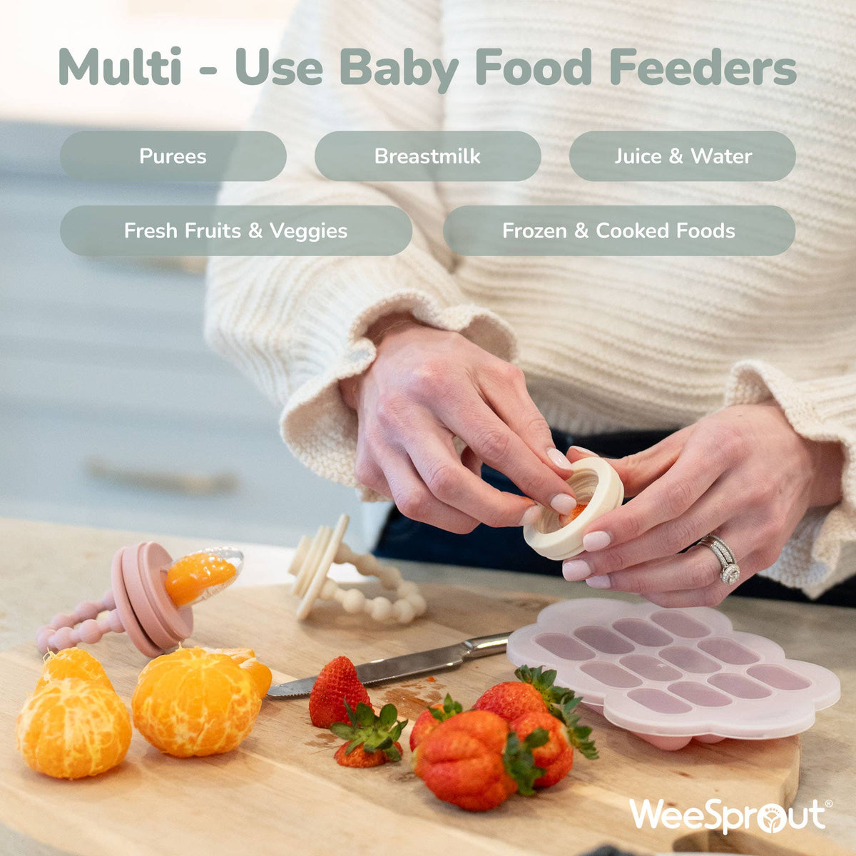 WeeSprout - Silicone Baby Food Feeder Set with Freezer Tray – 2 Pack — alternate product image, view 13