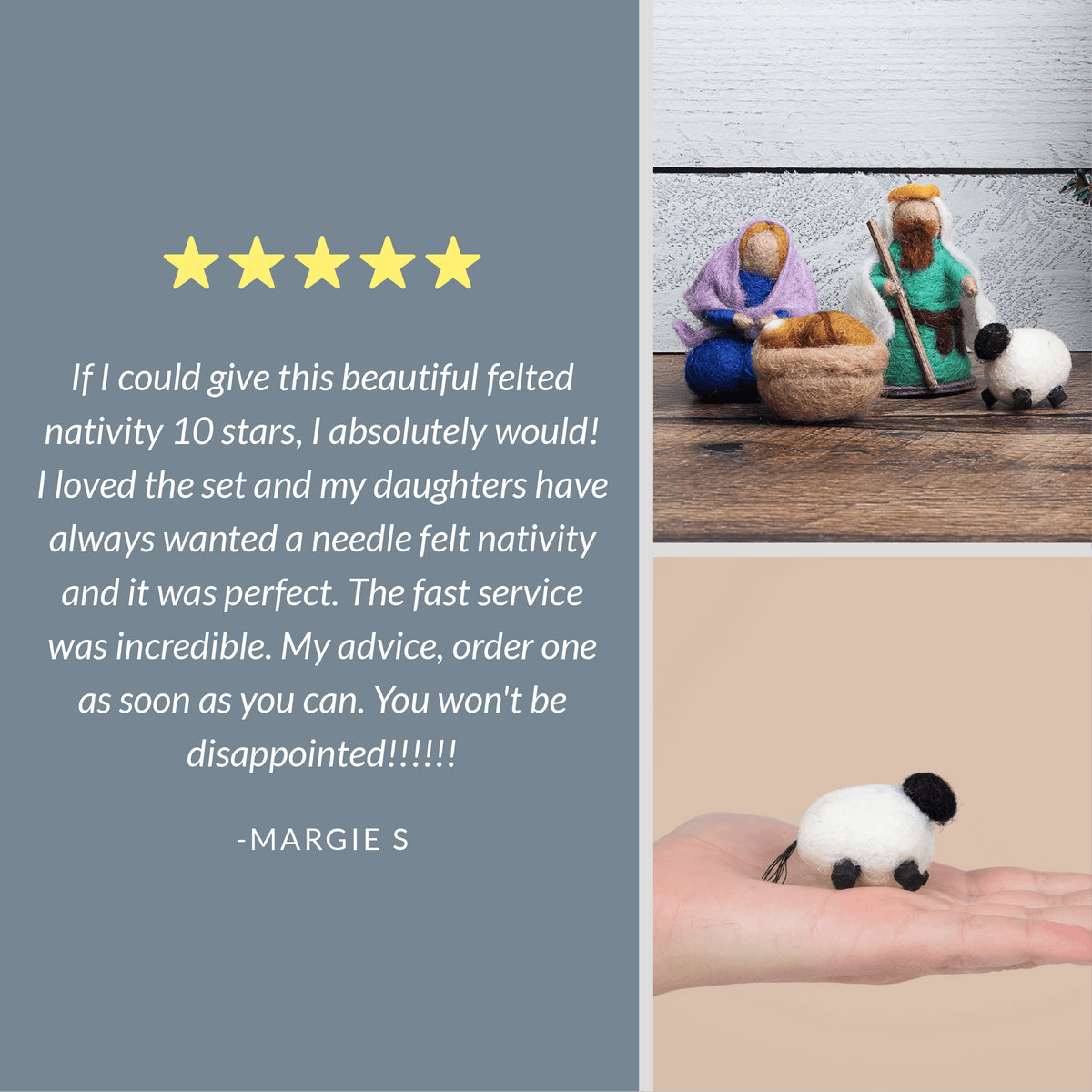OmaOmaOma! Montessori-Inspired Wooden Learning Toys - Mini Holy Family Christmas Nativity Set (4-Piece Collection) — alternate product image, view 4