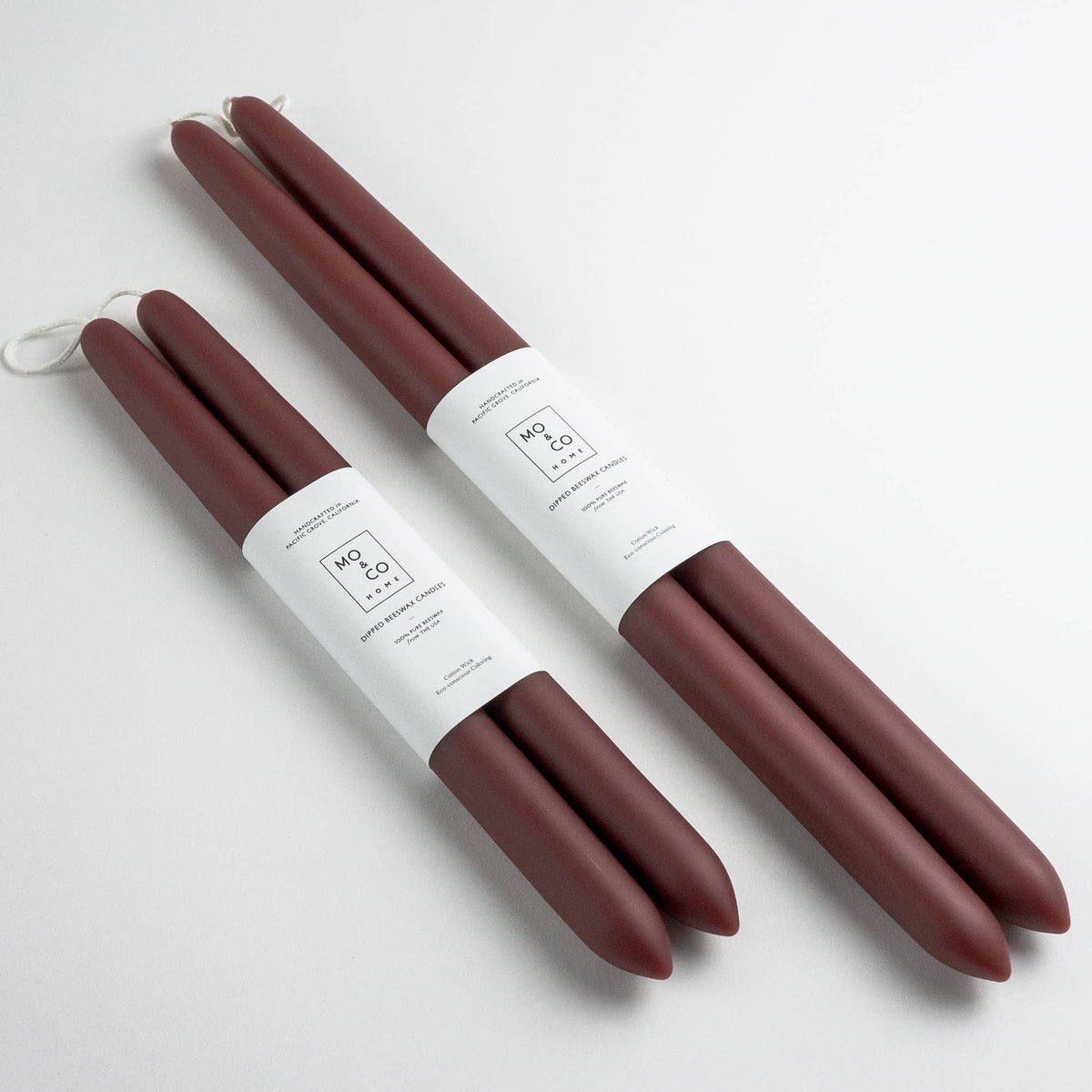 Mo&Co Home -  Burgundy | Dipped Beeswax Taper Candles | All Natural