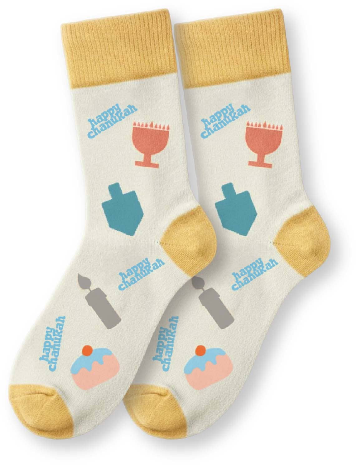 Ner Mitzvah - Chanukah Kids Socks - White