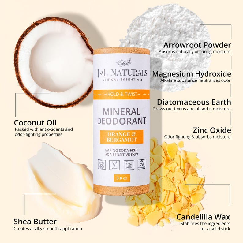 Natural Deodorant for Sensitive Skin - Baking-Soda Free (TRAVEL SIZE 1.3 oz.)