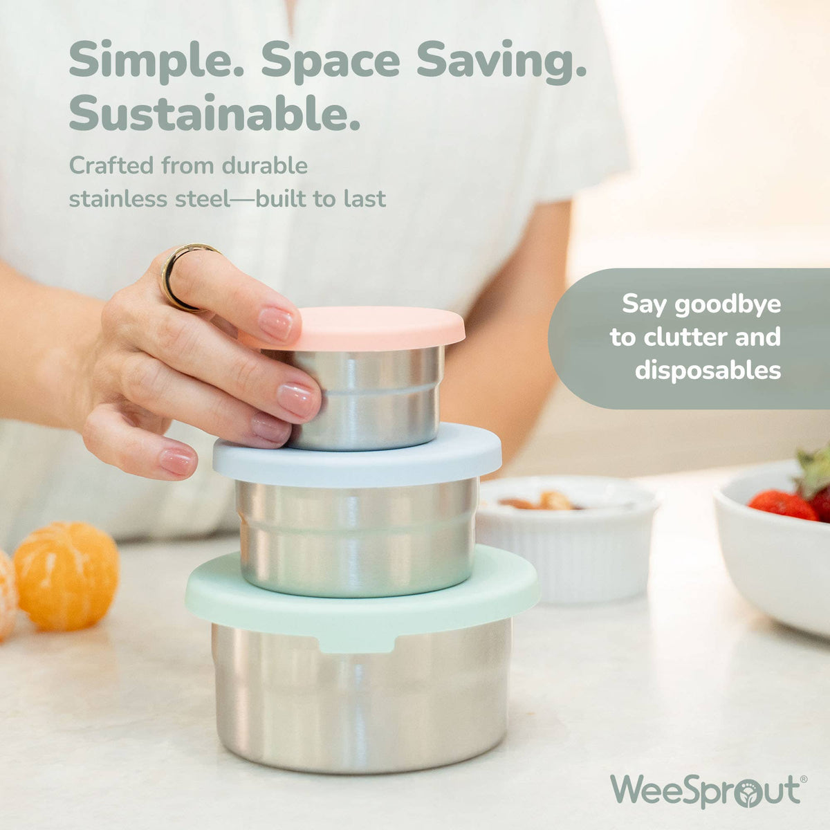 WeeSprout – Stainless Steel Nesting Storage Containers – Set of 3; additional product photograph 17