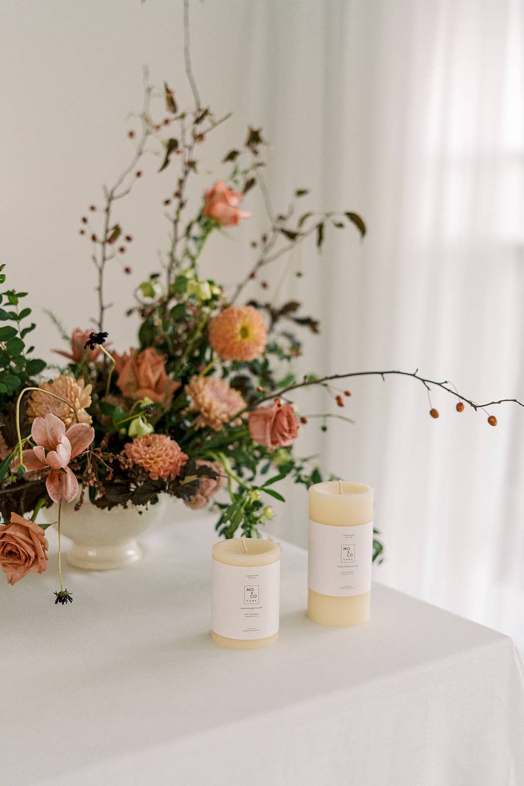 Mo&Co Home - Natural White | 100% Beeswax Pillar Candle | All Natural, Handmade