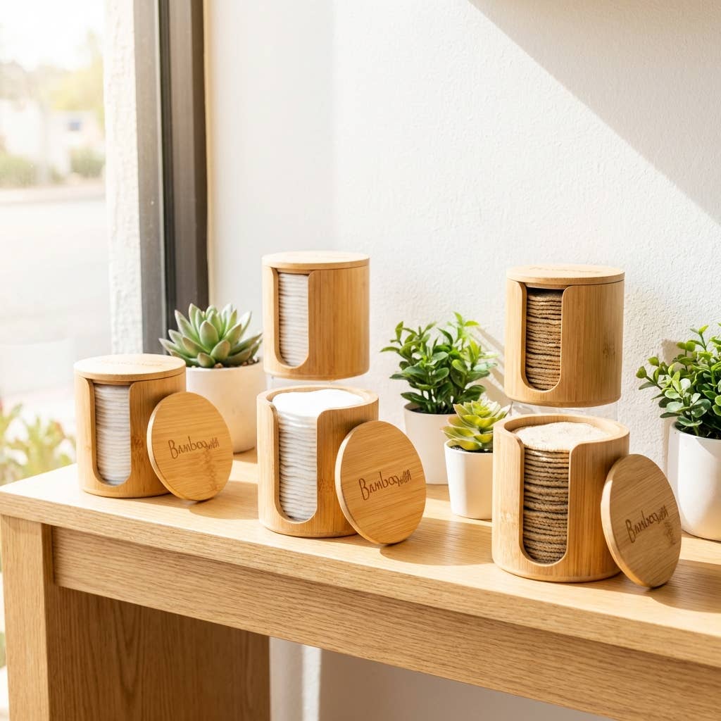 Bamboo Facial Rounds Holder