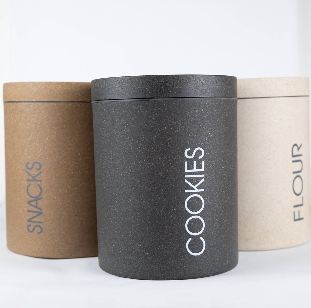 Sustainable Large Bamboo Cookie Canister Carbon Color 77 Oz.