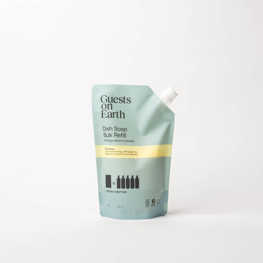 Guests on Earth plant-based Citrus Oasis dish soap concentrate — light green dish soap concentrated refill pouch