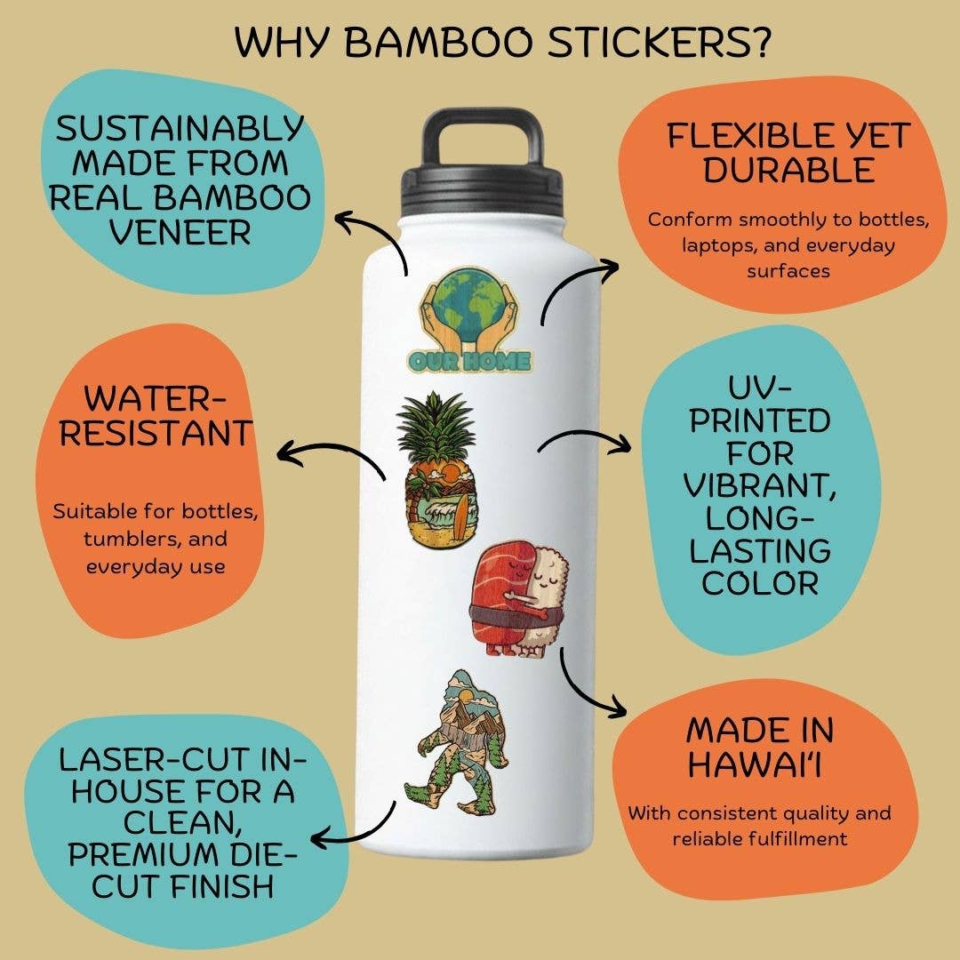 Bamboo Wood Stickers - Save the Ocean
