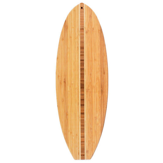 Totally Bamboo Surfboard Shaped Cutting Board & Charcuterie Serving Board: cutting board photographed against white