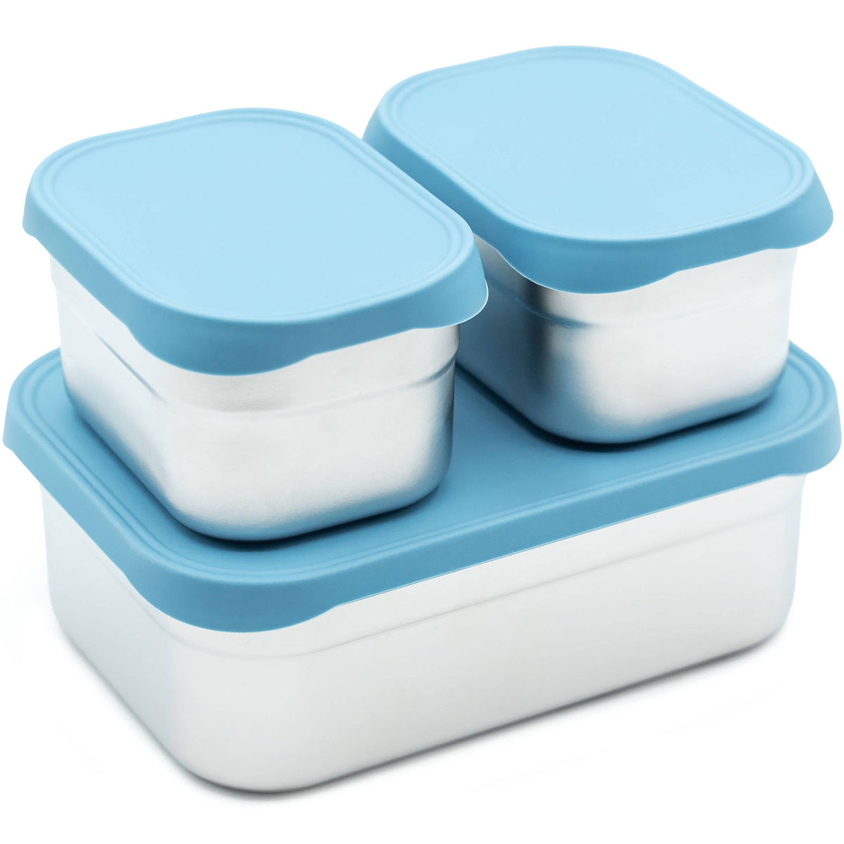 Stainless Steel Bento Box Set with Silicone Lids – Set of 3