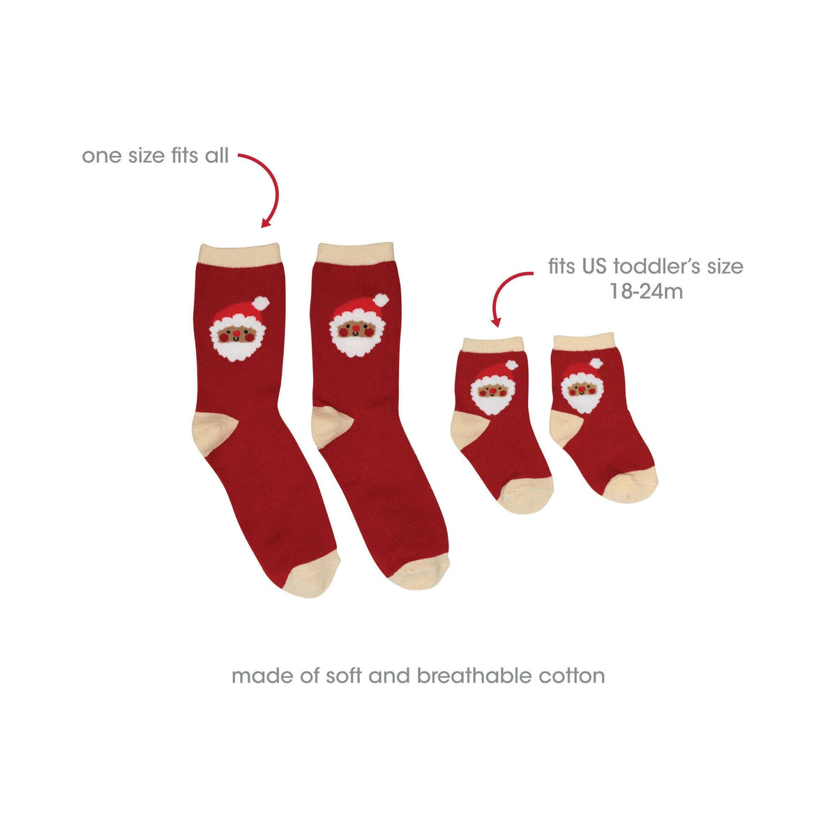 Santa Parent & Baby Christmas Matching Holiday Sock Set